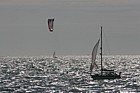 Kite surfing with boats around