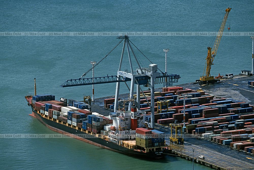 Container ship docks Auckland