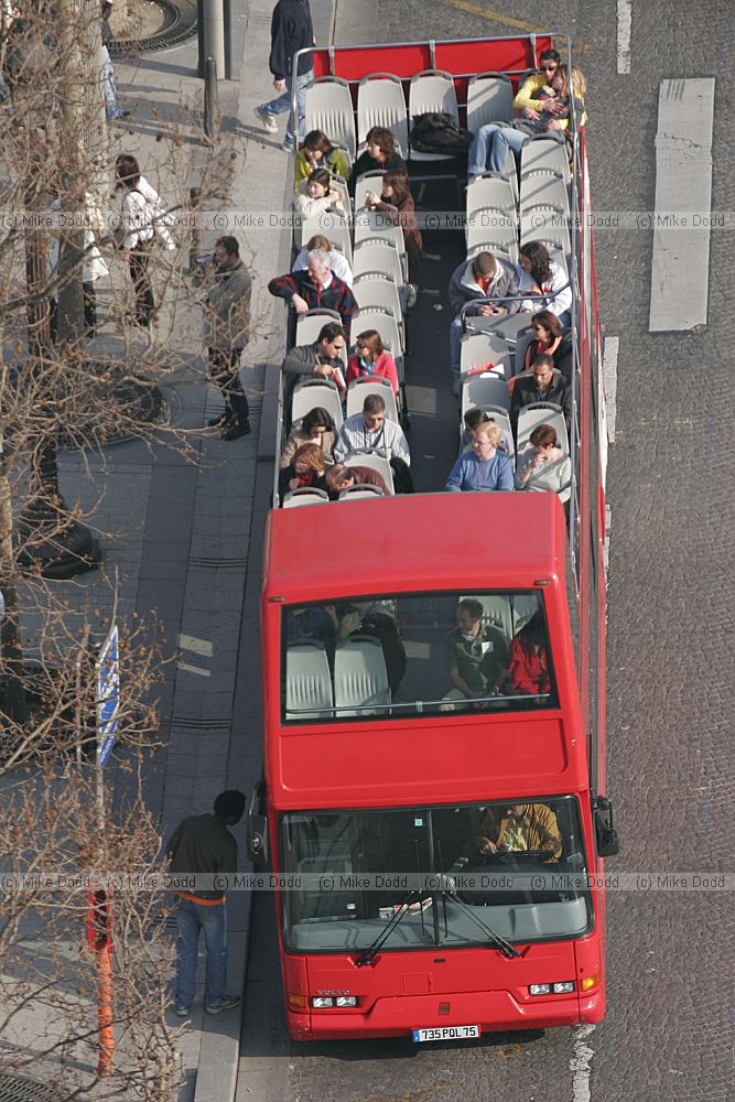 Tourist bus from Arc de Triomphe Paris