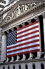 American flag on New York stock exchange