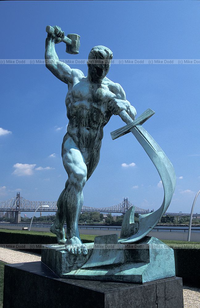 Let Us Beat Our Swords into Ploughshares by Soviet artist Evgeny Buchetich at the UN building New York