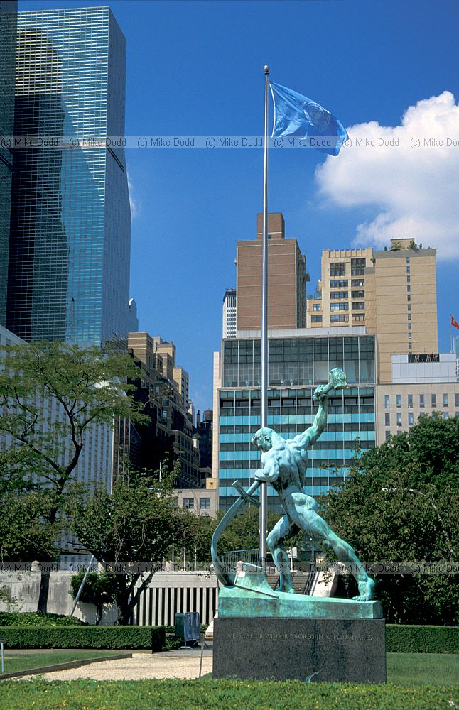 Let Us Beat Our Swords into Ploughshares by Soviet artist Evgeny Buchetich at the UN building New York