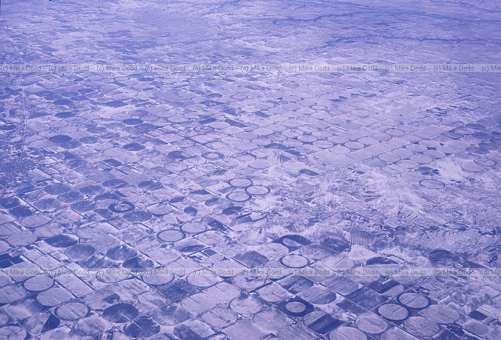 Centre point irrigation and snow, central USA