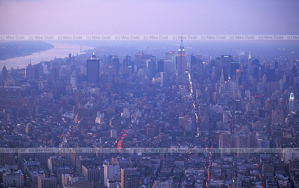 Manhatten New York from World trade centre dusk