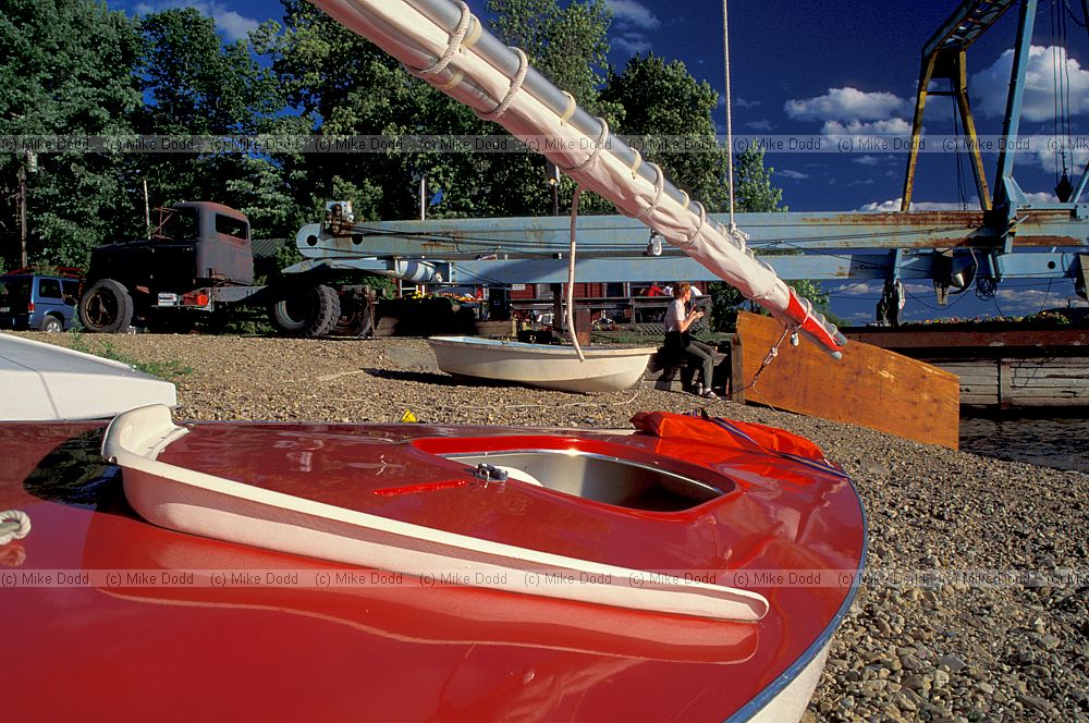 Red boat Lake Champlain