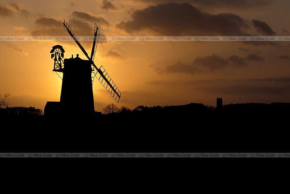 Cley tower mill Norfolk sunset