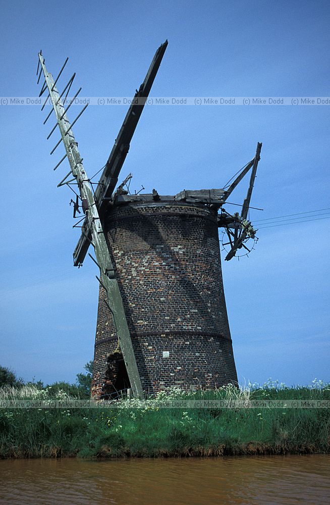 Derelict Brograve Mill windpump near Horsey Norfolk