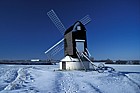 Pitstone post mill Buckinghamshire with snow