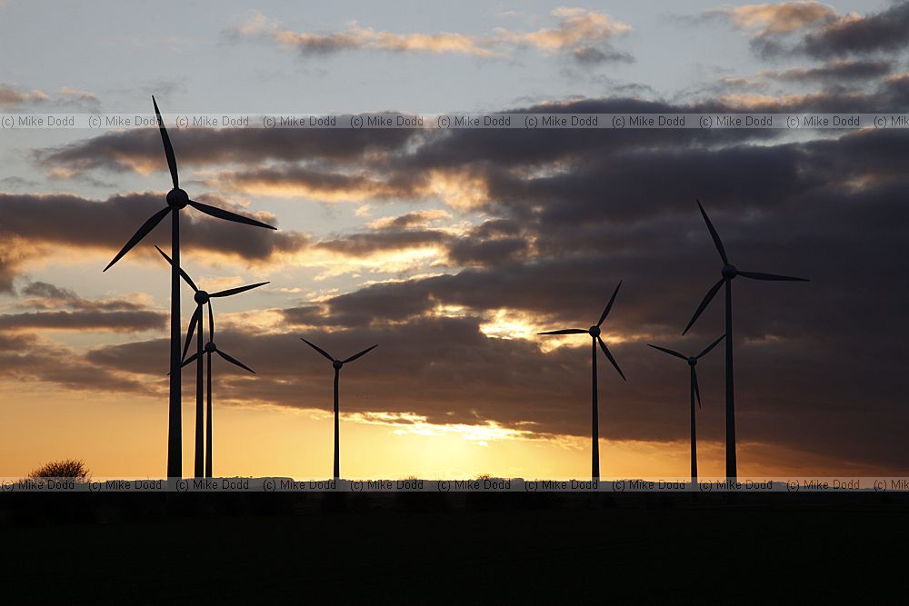 Windfarm sunset Lincolnshire
